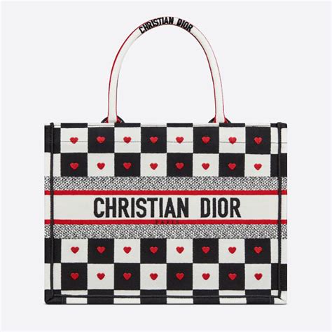 Small Dioramour Dior Book Tote Black, White and Red D.